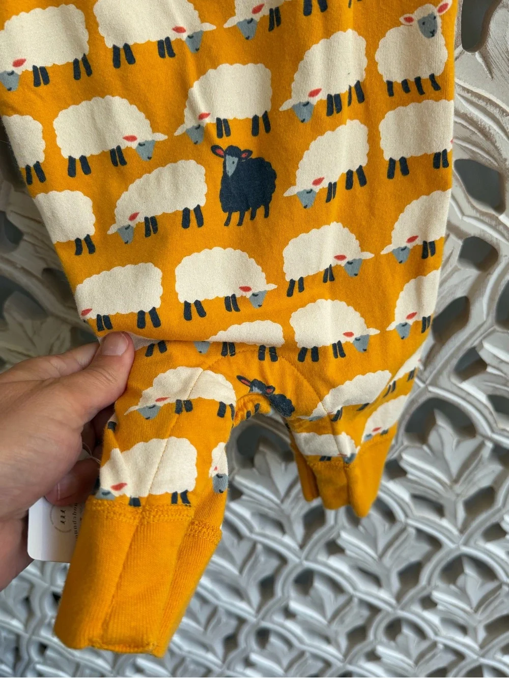 Hanna Andersson Sheep Baby Romper, 0-3M